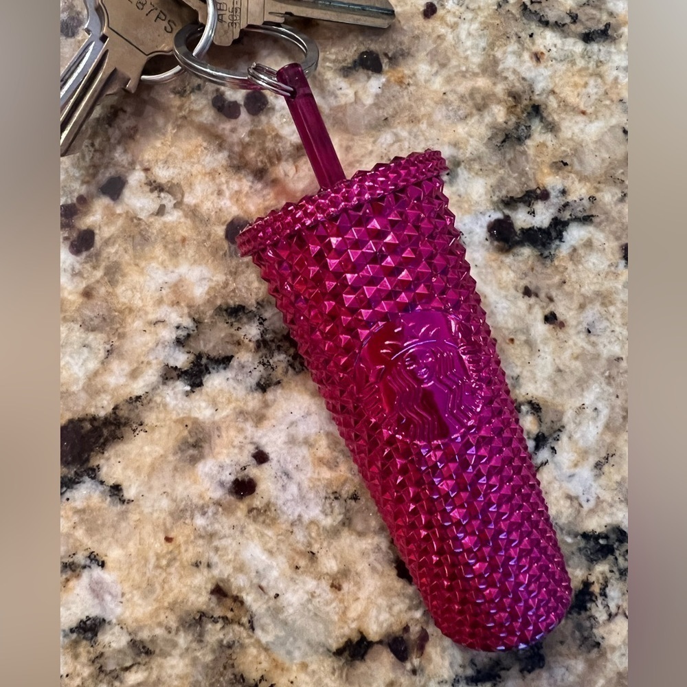 Starbucks Holiday 2022 Pink Bling Studded Ornament Keychains